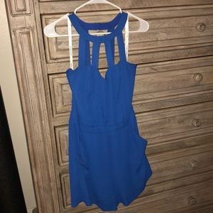 Blue Romper with neck and back detail